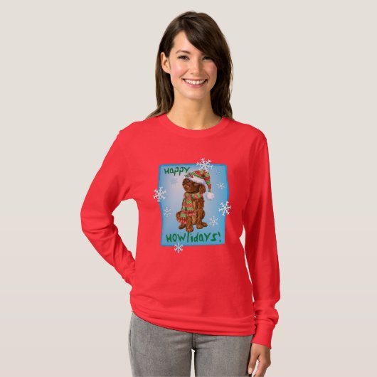 Happy Howliday Irish Water Spaniel T-Shirt (Vorne ganz)
