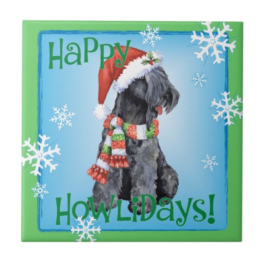 Happy Howliday Kerry Blue Terrier Fliese (Vorderseite)