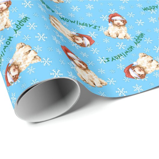 Happy Howliday Lagotto Romagnolo Wrapping Paper Geschenkpapier (Rolleneckpunkt)