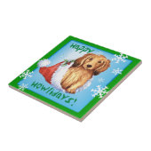 Happy Howliday Langhaarige Dackel Fliese (Seite)