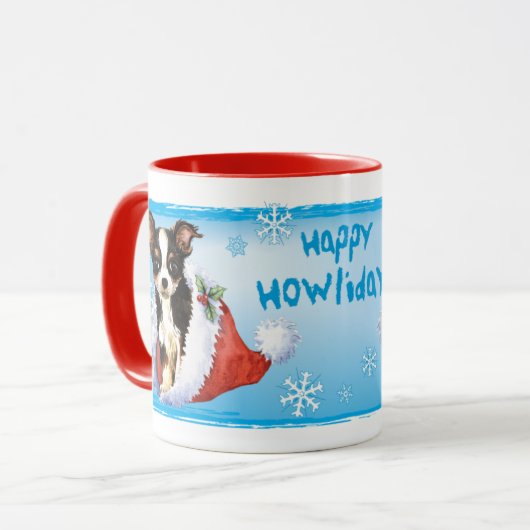 Happy Howliday Long Coat Chihuahua Tasse (Vorderseite Links)