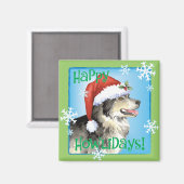 Happy Howliday Malemute Magnet (Vorderseite/Rückseite)