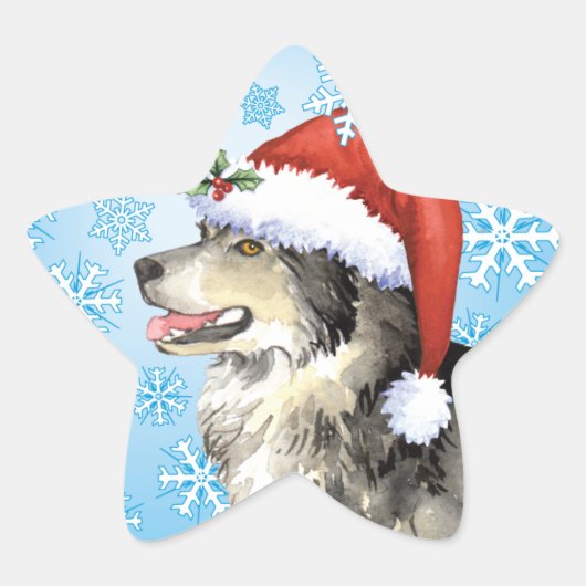 Happy Howliday Malemute Stern-Aufkleber (Vorderseite)