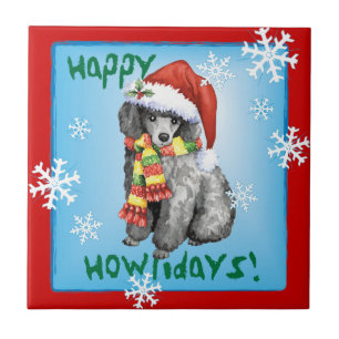 Happy Howliday Miniatur Poodle Fliese