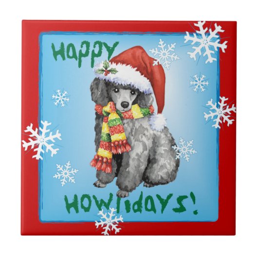 Happy Howliday Miniatur Poodle Fliese (Vorderseite)