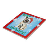 Happy Howliday Norwegische Elkhound Keramik Tile Fliese (Seite)