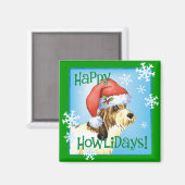 Happy Howliday PBGV Magnet (Vorderseite/Rückseite)