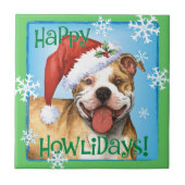 Happy Howliday Pit Bull Terrier Fliese (Vorderseite)