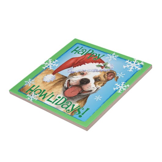 Happy Howliday Pit Bull Terrier Fliese (Seite)