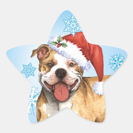 Happy Howliday Pit Bull Terrier Stern-Aufkleber (Vorderseite)