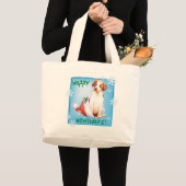 Happy Howliday Pointer Large Tote Bag Jumbo Stoffbeutel (Vorderseite (Produkt))