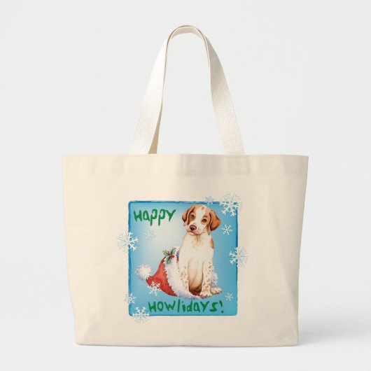 Happy Howliday Pointer Large Tote Bag Jumbo Stoffbeutel (Vorne)