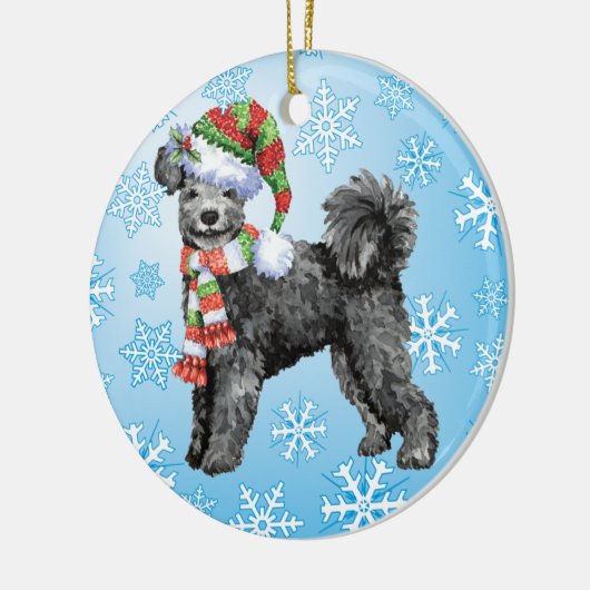 Happy Howliday Pumi Keramik Ornament (Links)
