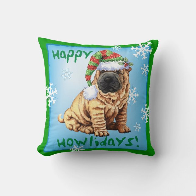 Happy Howliday Shar-Pei Kissen (Vorderseite)