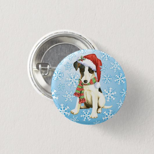 Happy Howliday Smooth Fox Terrier Button (Vorne & Hinten)