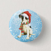Happy Howliday Smooth Fox Terrier Button (Vorderseite)