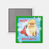 Happy Howliday Spitz Magnet (Vorderseite/Rückseite)