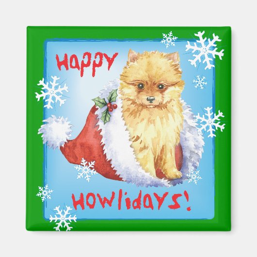 Happy Howliday Spitz Magnet (Vorne)