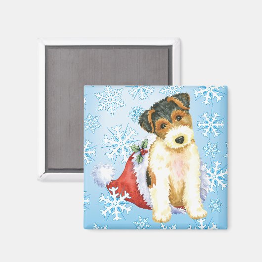 Happy Howliday Wire Fox Terrier Magnet (Vorderseite/Rückseite)