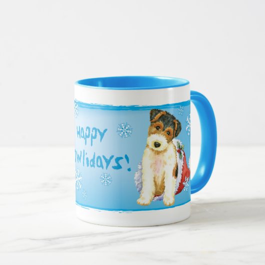 Happy Howliday Wire Fox Terrier Tasse (VorderseiteRechts)