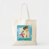 Happy Howliday Wire Fox Terrier Tragetasche (Vorne)