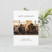 Happy Howlidays 2 Couple Foto mit Hund Weihnachten (Stehend Vorderseite)