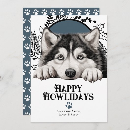 Happy Howlidays Alaskan Malamute Dog Weihnachten (Vorne/Hinten)