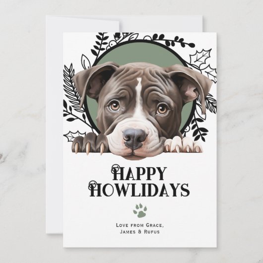 Happy Howlidays American Pit Bull Dog Weihnachten (Vorderseite)