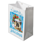 Happy Howlidays Anatolian Shepherd Medium Geschenk Mittlere Geschenktüte (Vorderseite Schrägansicht)