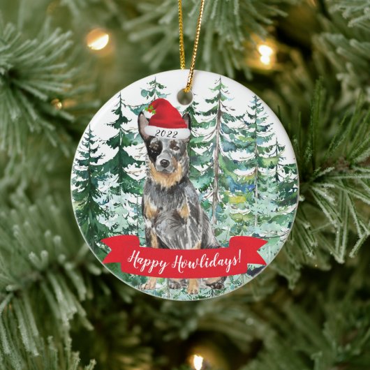 Happy Howlidays Australian Cattle Dog Weihnachten Keramik Ornament (Baum)