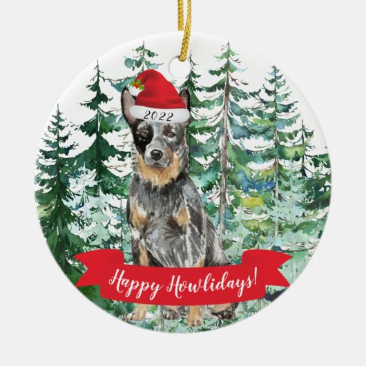 Happy Howlidays Australian Cattle Dog Weihnachten Keramik Ornament (Vorne)