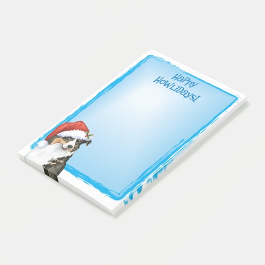 Happy Howlidays Australian Shepherd Post-it Klebezettel (angewinkelt)