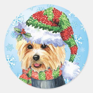 Happy Howlidays Australian Terrier Runder Aufkleber