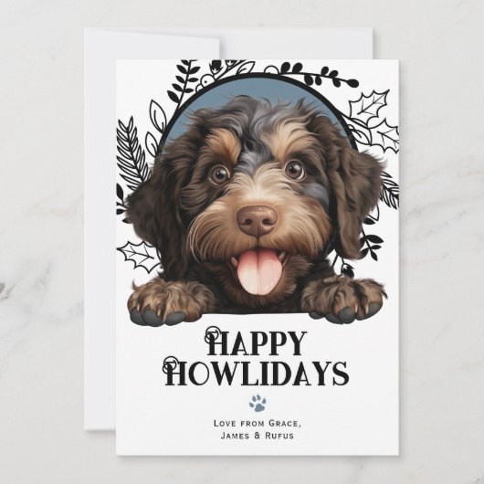 Happy Howlidays Barbet Dog Weihnachten (Vorderseite)