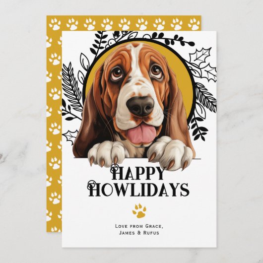 Happy Howlidays Bassett Hound Hund Weihnachten (Vorne/Hinten)