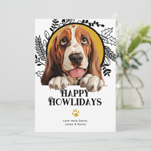 Happy Howlidays Bassett Hound Hund Weihnachten (Stehend Vorderseite)