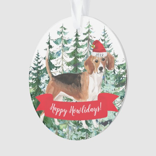 Happy Howlidays Beagle Hunde Weihnachten Ornament (Vorderseite)
