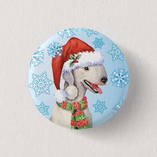 Happy Howlidays Bedlington Terrier Button (Vorderseite)