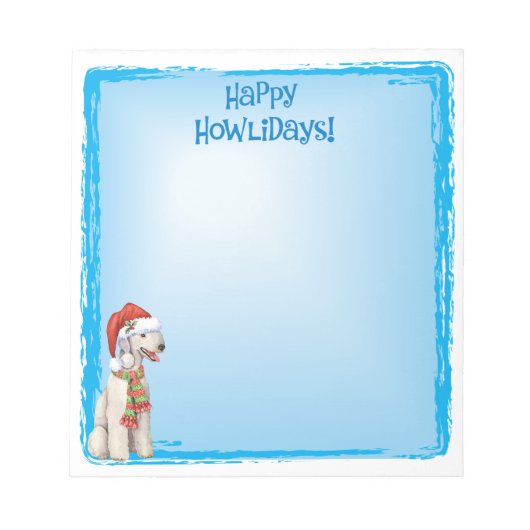 Happy Howlidays Bedlington Terrier Notepad Notizblock (Vorderseite)