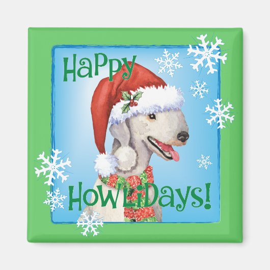 Happy Howlidays Bedlington Terrler Magnet (Vorne)