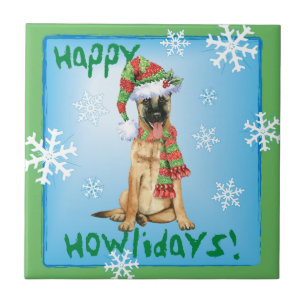 Happy Howlidays Belgium Malinois Fliese