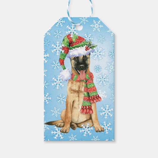 Happy Howlidays Belgium Malinois Geschenkanhänger (Vorderseite)