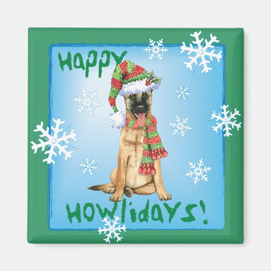 Happy Howlidays Belgium Malinois Magnet (Vorne)