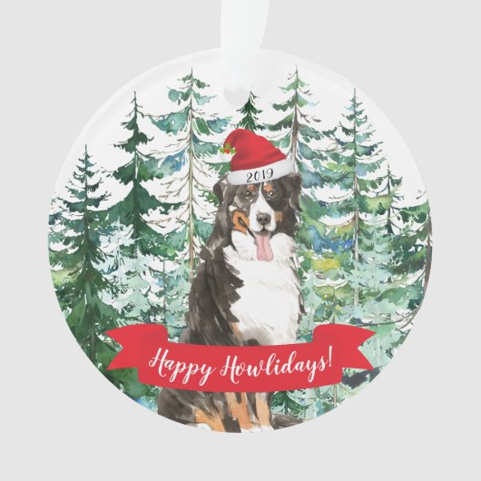 Happy Howlidays Bernese Berg Hund Weihnachten Ornament (Vorderseite)