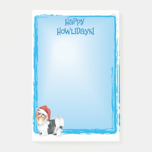 Happy Howlidays Biewer Terrier Post-it Notes Klebezettel (Vorderseite)
