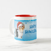 Happy Howlidays Biewer Terrier Zwei-Tone-Kaffee-Ta Zweifarbige Tasse (Vorderseite Links)