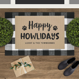 Happy Howlidays Black and Tan Custom Dog Dog Dog D Fußmatte