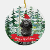 Happy Howlidays Black Cockapoo Dog Weihnachten Keramik Ornament (Vorne)