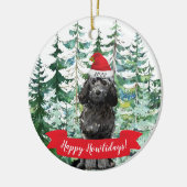 Happy Howlidays Black Cockapoo Dog Weihnachten Keramik Ornament (Links)