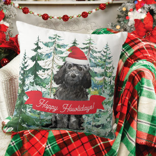 Happy Howlidays Black Cockapoo Dog Weihnachten Kissen